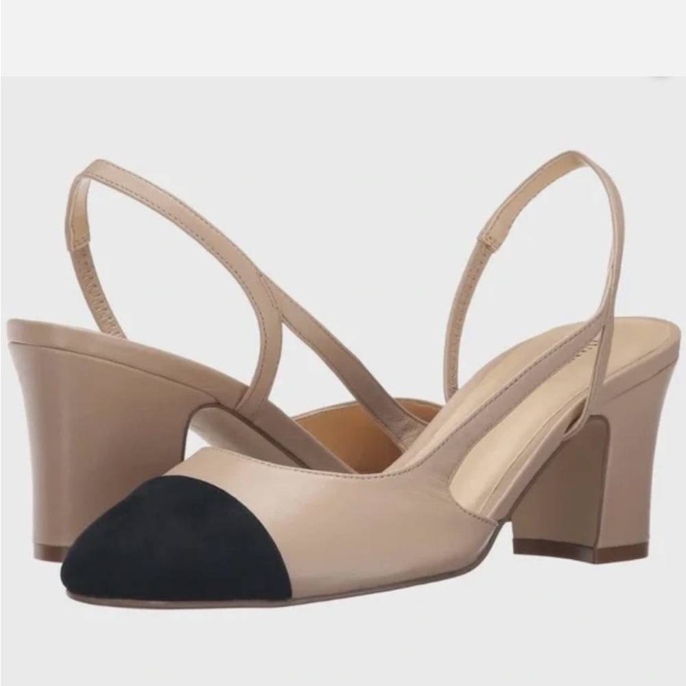 Ivanka Trump Leather Slingback Block Heel
